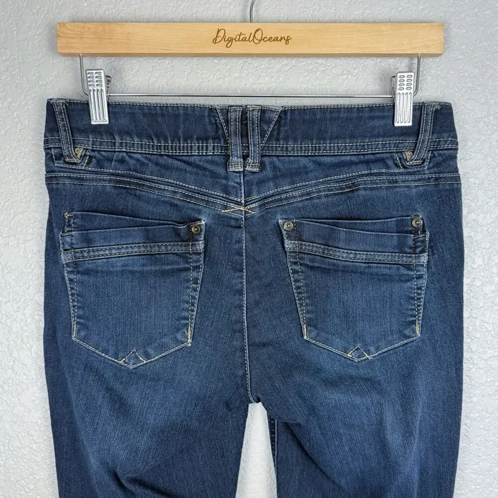 Democracy Skinny Dark Wash Ankle Blue Jeans 6 Stretchy Cropped Denim Jeans Crop